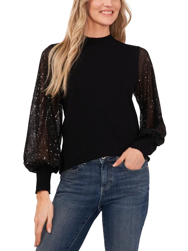 Womens Cotton Sequins Pullover Sweater