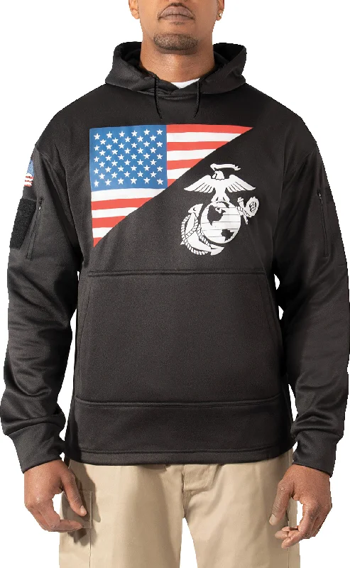 Black US Flag / USMC Eagle, Globe, & Anchor Concealed Carry Hoodie