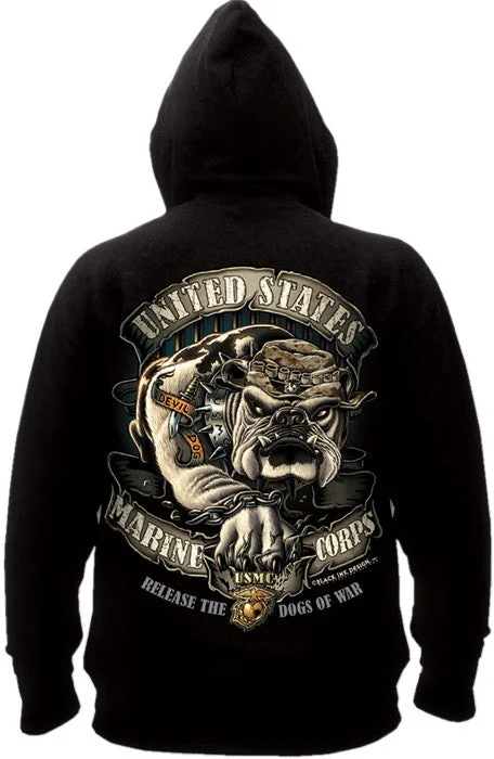 Black - USMC Bulldog Hooded Sweatshirt