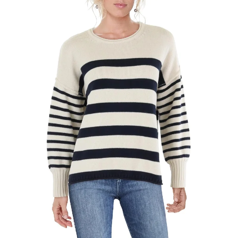 Womens Cotton Striped Pullover Sweater