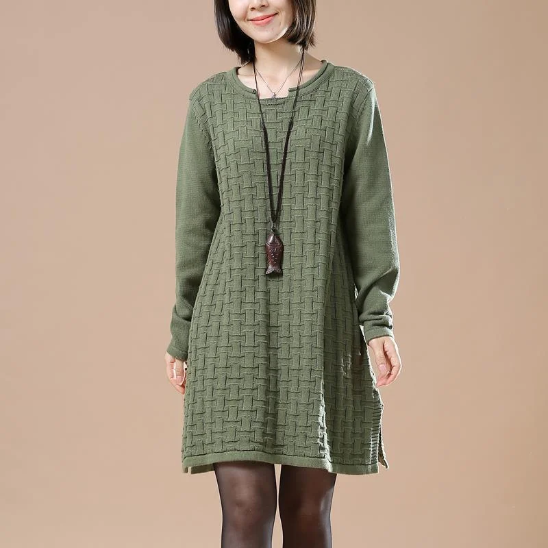 Green oversize new sweaters spring dresses knitted