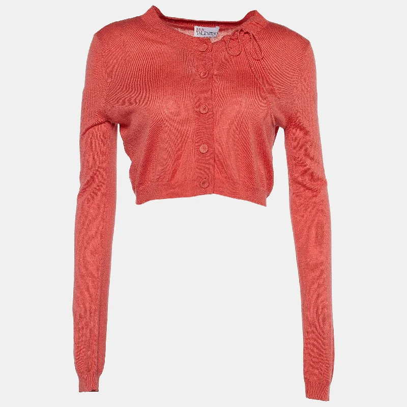 Red Valentino Coral Pink Knit Button Front Cardigan