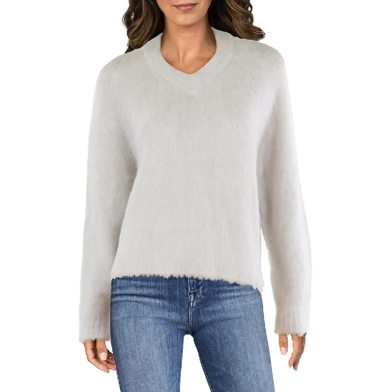 Womens Wool Blend V-Neck Pullover Sweater