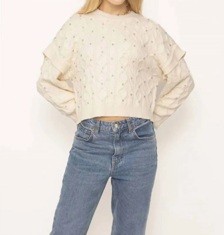 Quinn Embellished Crew In Cream