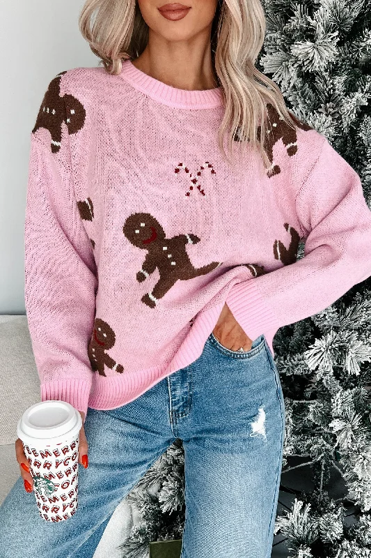 Christmas Sweets Gingerbread Man Sweater (Pink)