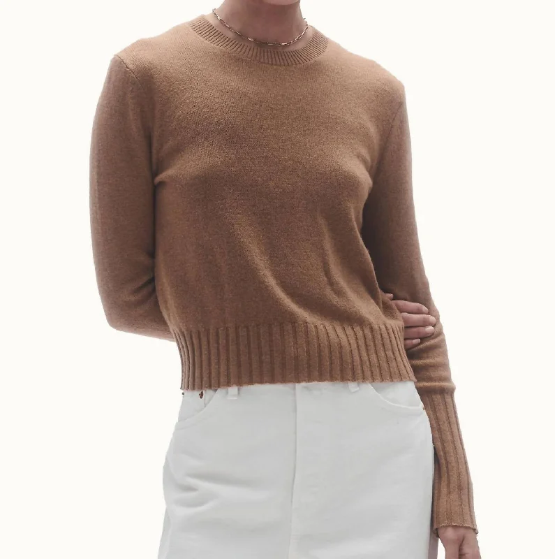 Shrunken Crew Sweater In Almond