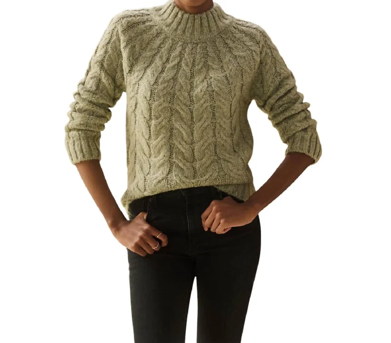 Dylan Cable Knit Sweater In Moss