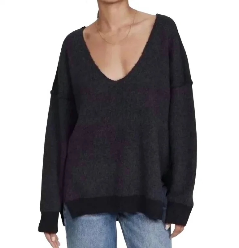 Weather Vneck Sweater In Black