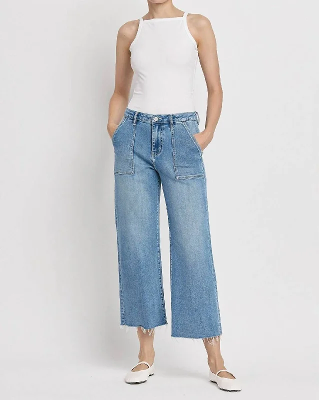 Celebrity Must-have High Rise Utility Wide Leg Jeans In Solicitous