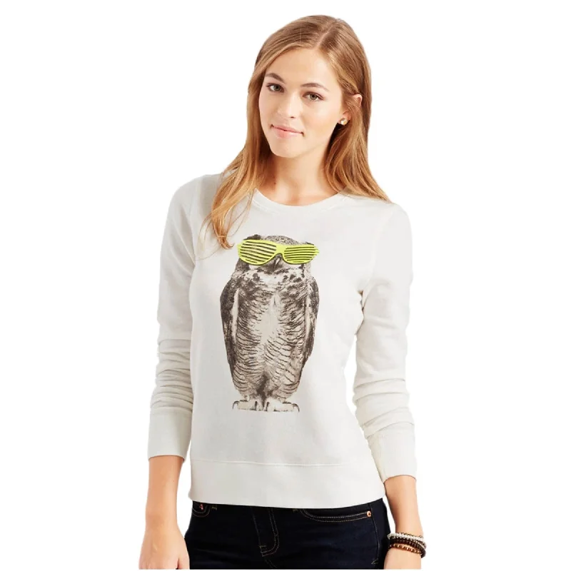 Aeropostale Womens Owl Swag Sweatshirt, Off-White, Small