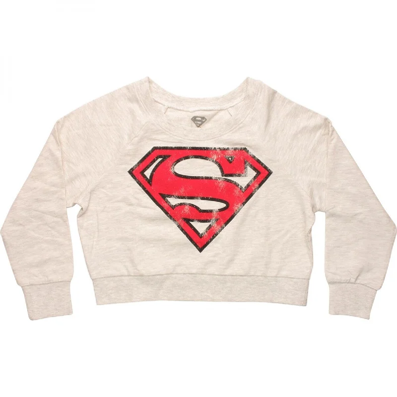 Dc Comics Superman And Supergirl Symbol Crop Top Sweater