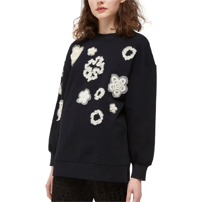 French Connection Womens Embellished Sweatshirt, Black, X-Small