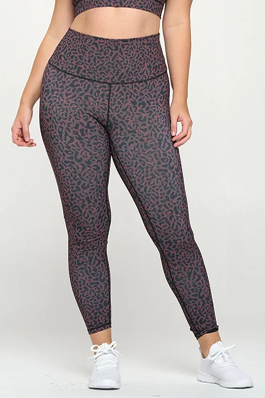 Plus Size Dangerously Deep Leopard Print Active Leggings