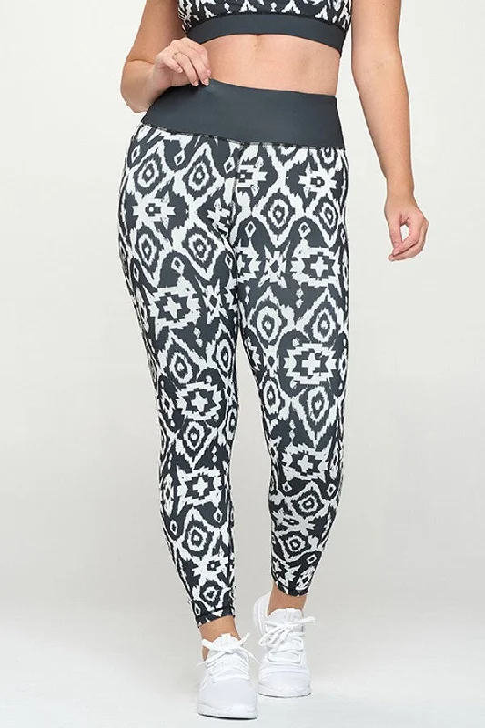 Plus Size Mandala Tribal Print Active Leggings