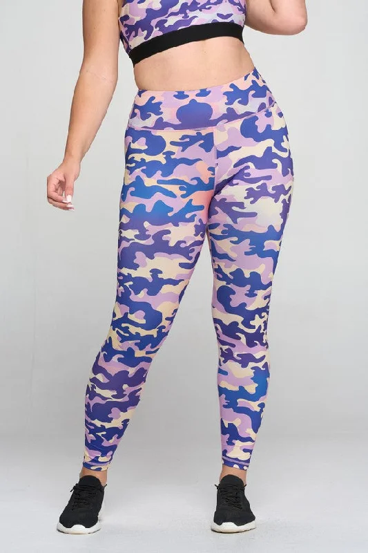 Plus Size Purple Camo Active Leggings