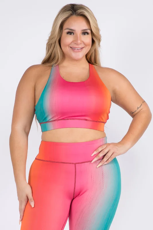 Plus Size Retro Daydream Ombre Active Sports Bra