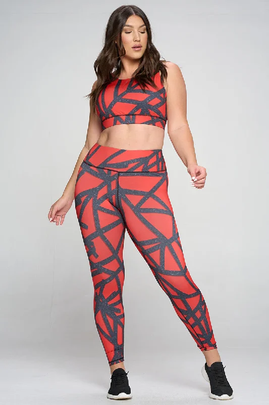 Plus Size Smoky Abstract Grid Active Set