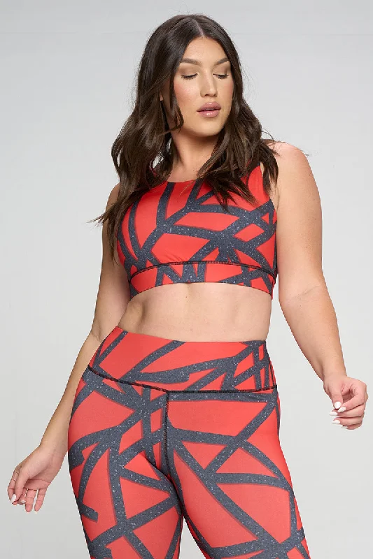 Plus Size Smoky Abstract Grid Active Sports Bra