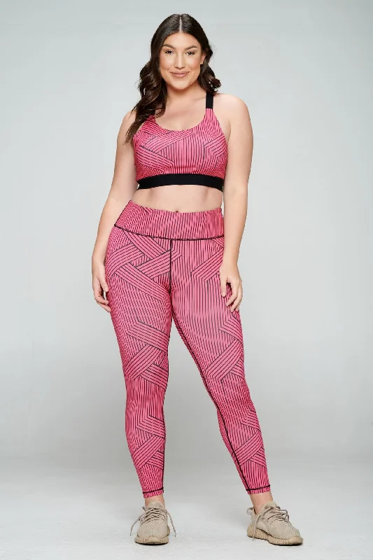 Plus Size Striped Collective Active Wear Set