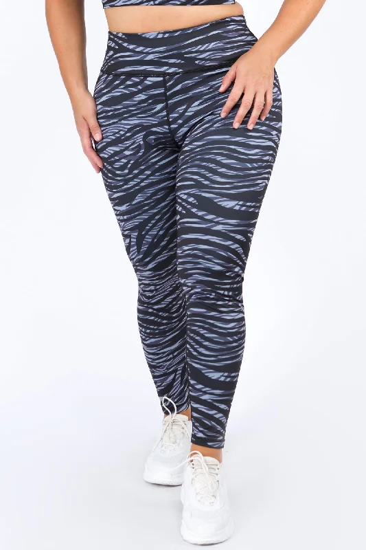 Plus Size Toned Zebra Print Active Leggings