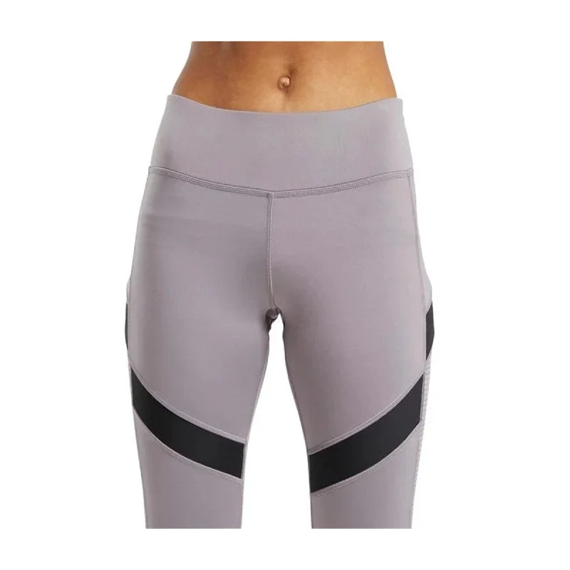 Reebok Womens Workout Ready Mesh Compression Athletic Pants, Grey, Medium