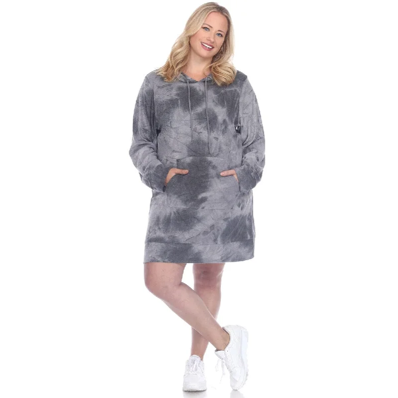 White Mark Women's Plus Size Tie Dye Hoodie Sweatshirt Dress