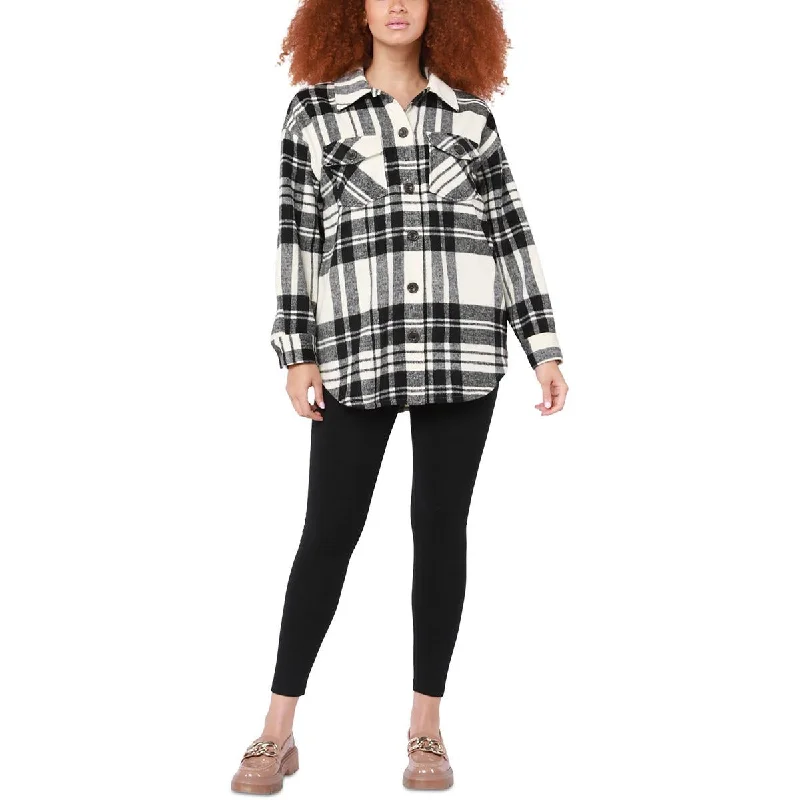 Black Tape_ Womens Fleece Short Shirt Jacket