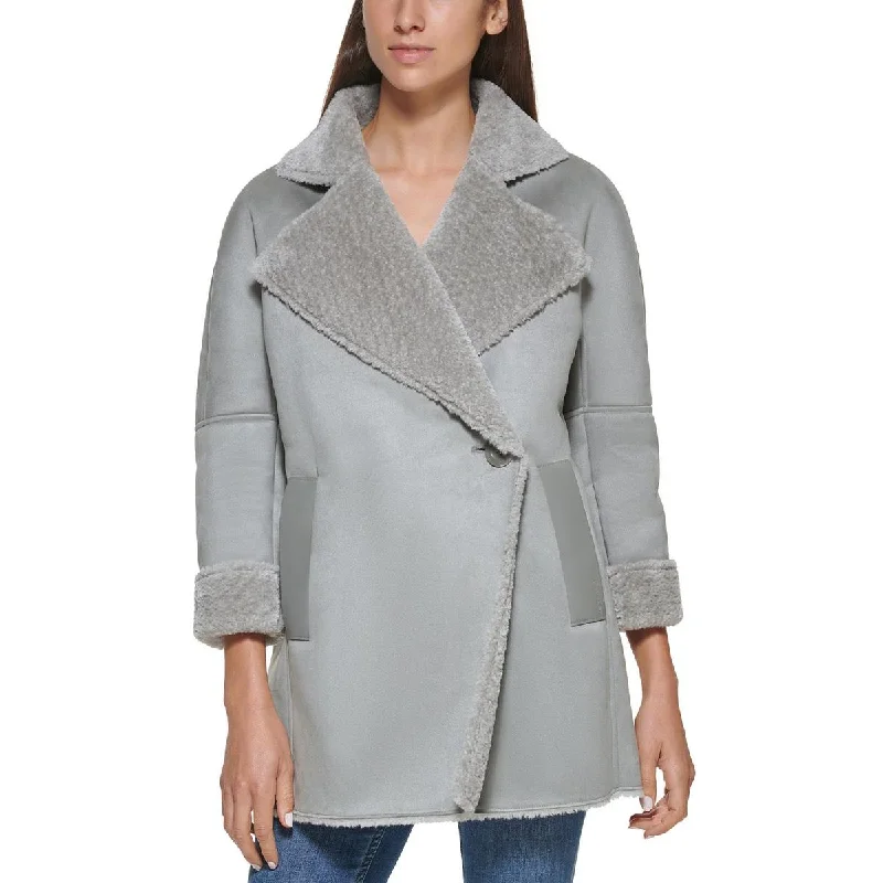 Calvin Klein Womens Midi Warm Faux Fur Coat