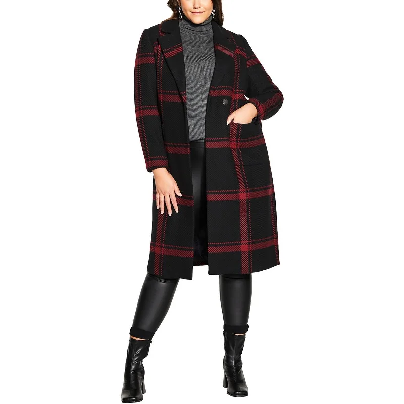 City Chic Womens Plus Belted Heavy Long Coat