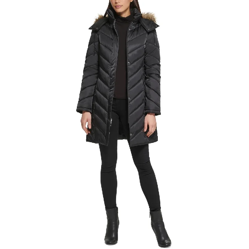 Kenneth Cole New York Womens Quilted Midi Puffer Jacket