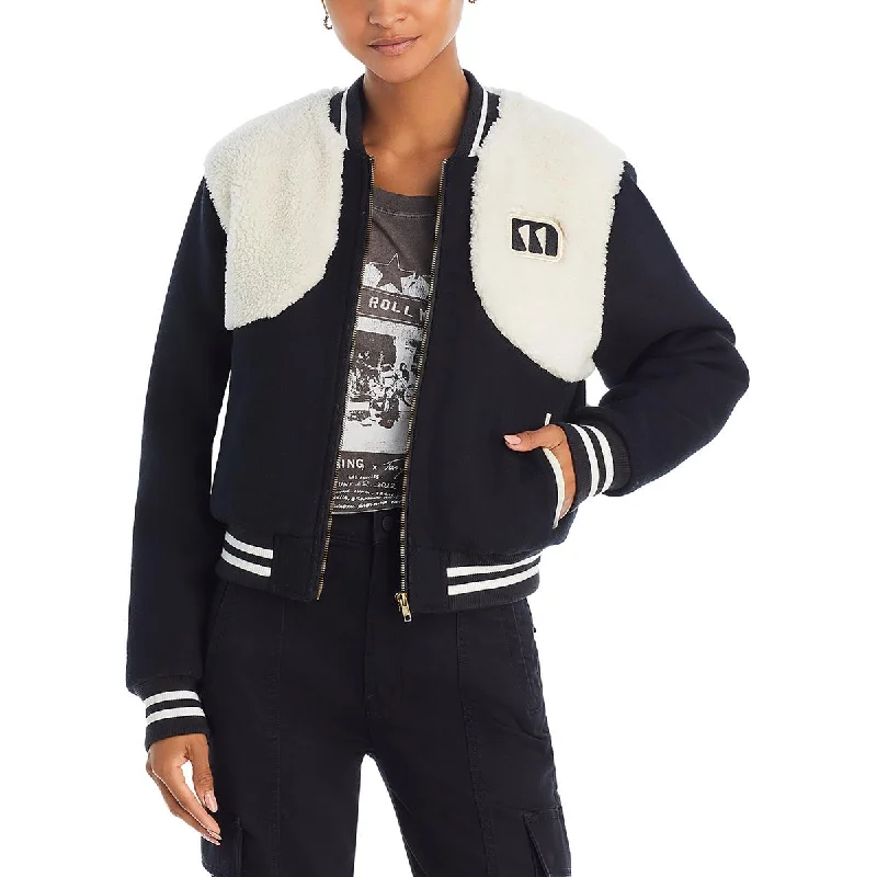 Mother Womens Wool Blend Varsity Bomber Jacket