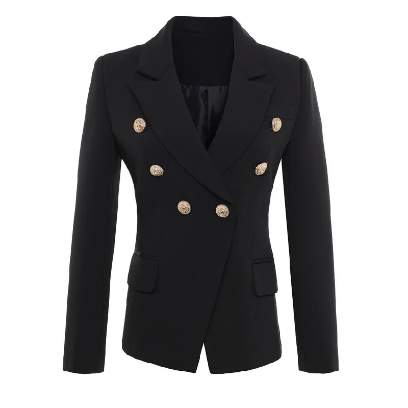 Runway Style Double Breasted Gold Button Plus Size Women's Blazer