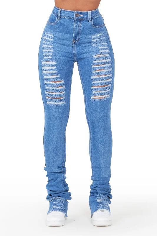 Isla Medium Wash Super Stacked Jean