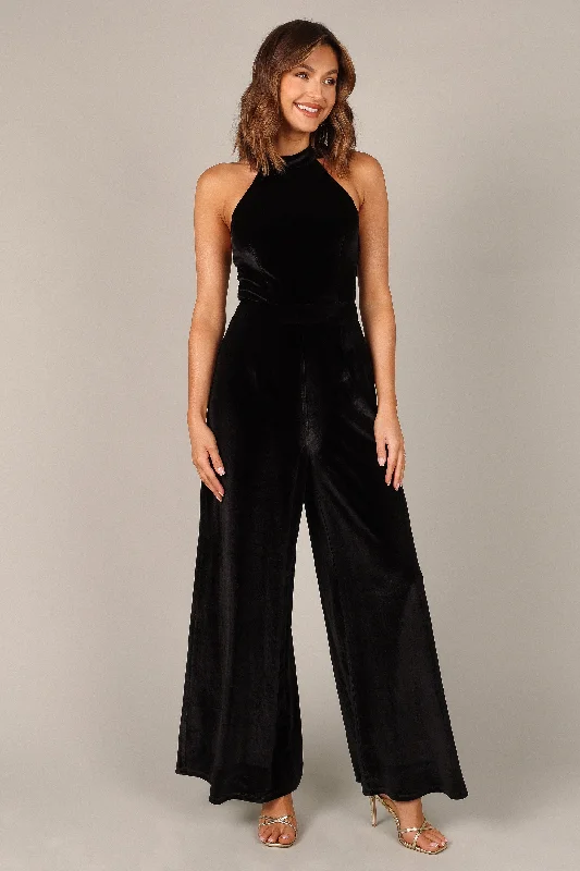 Aria Velvet Jumpsuit - Black