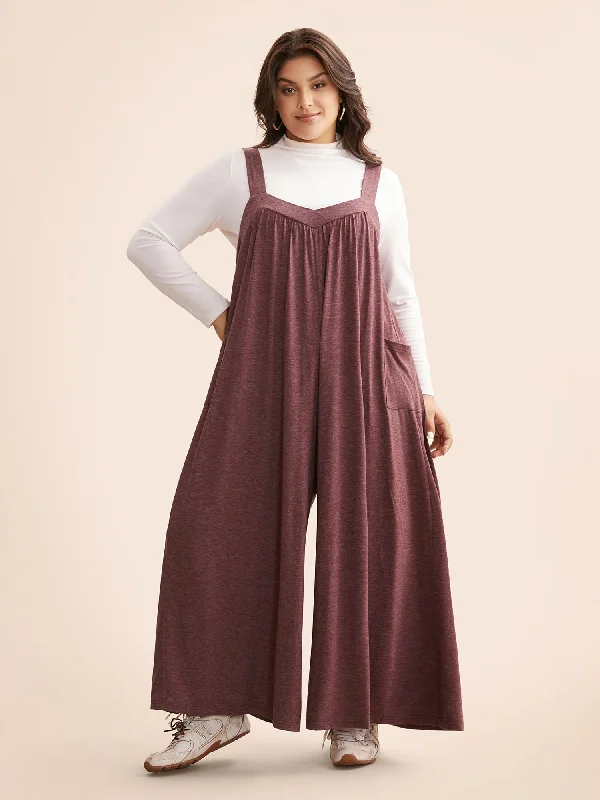 Heather Gathered Loose-Fit Jumpsuit