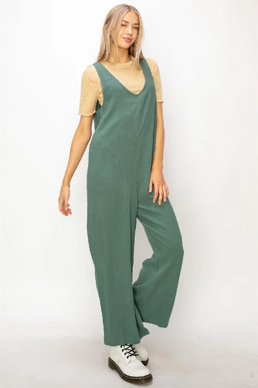 Linen Luxury Jumpsuit in Moss