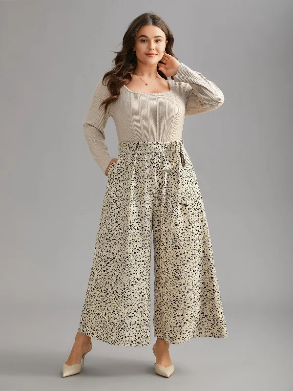 Textured Square Neck Belted Floral Jumpsuit