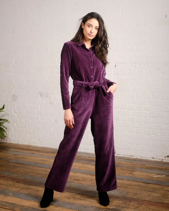 Velvet Jumpsuit in Purple