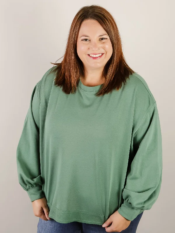 Green Round Neck Oversized Sweatshirt