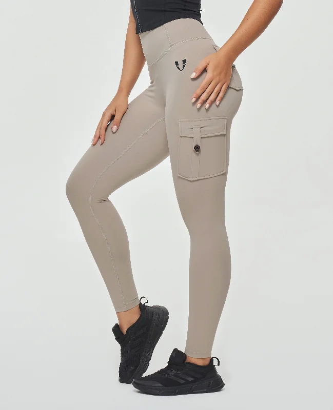 High Waisted Cargo Leggings - Khaki