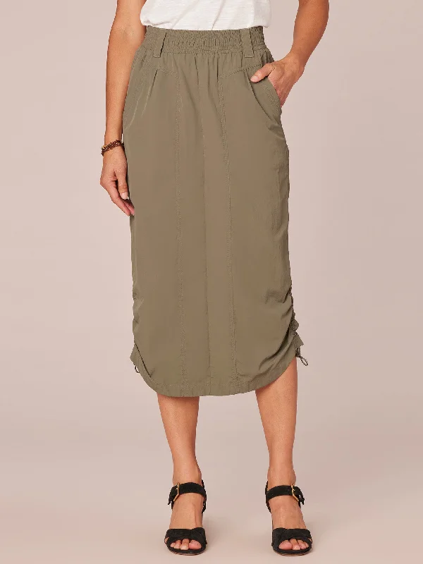 "Ab"solution Skyrise Pull On Curved Ruched Hem Utility Skirt