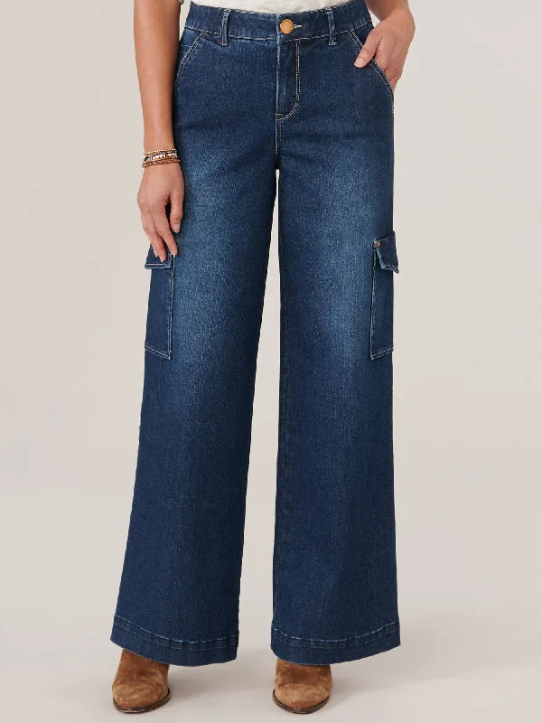 "Ab"solution High Rise Cargo Wide Leg Petite Jeans