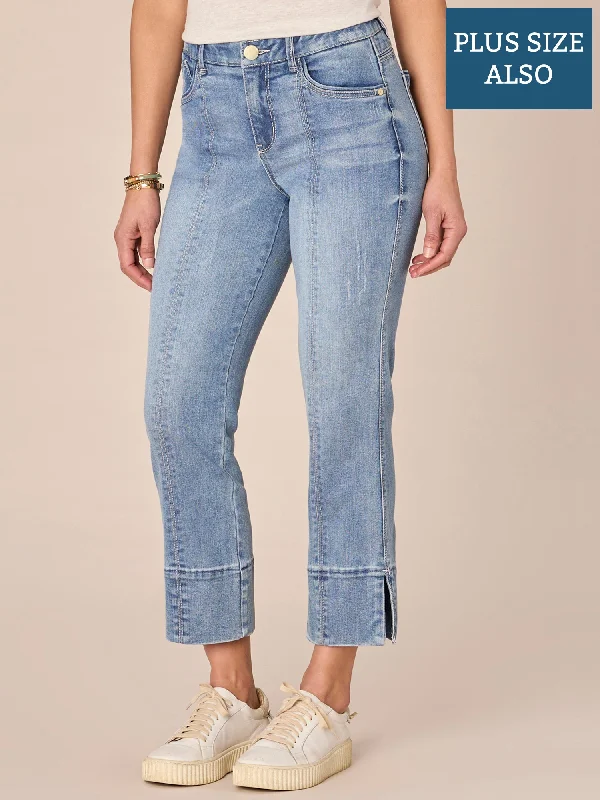 "Ab"solution High Rise Kick Flare Plus Size Jeans with Slit Hem