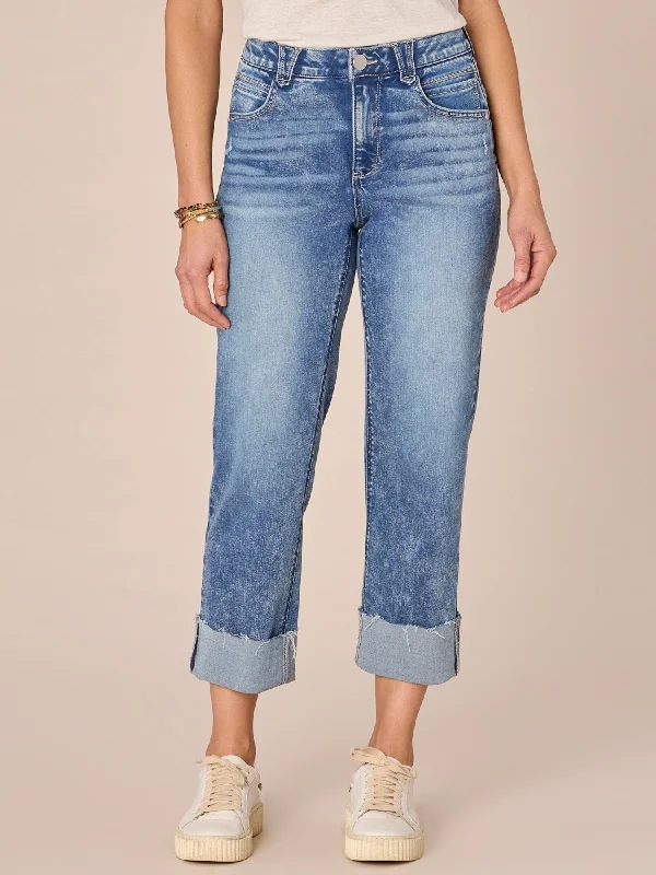 "Ab"solution High Rise Round Up Boyfriend Jean with Raw Hem