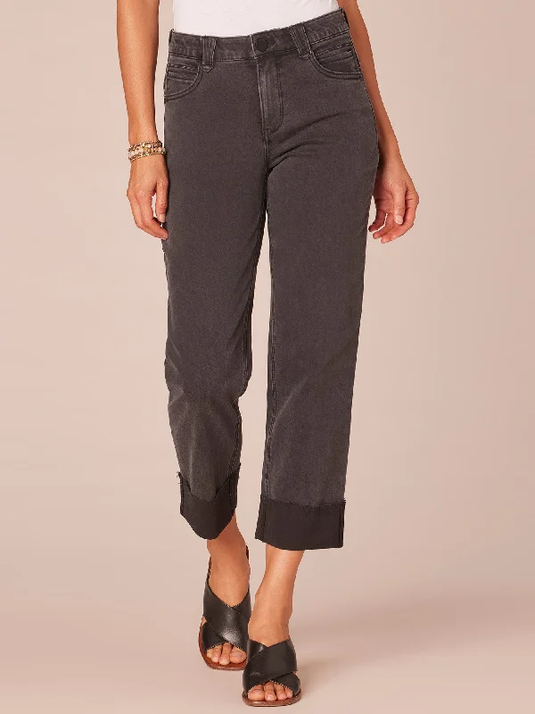 "Ab"solution High Rise Round Up Boyfriend Jeans with Raw Hem Cuff