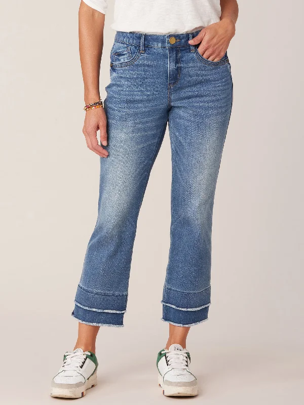 "Ab"solution Petite Kick Flare Jeans with Double Layer Fray Hem