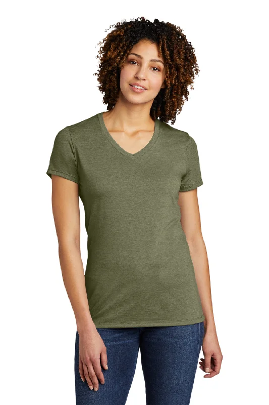 Allmade Womens Short Sleeve V-Neck T-Shirt - Olive You Green