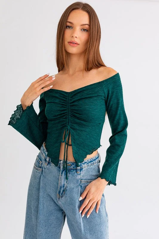 Bell Sleeve Off Shoulder Long Sleeve Top