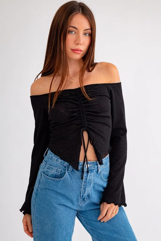 Bell Sleeve Off Shoulder Long Sleeve Top