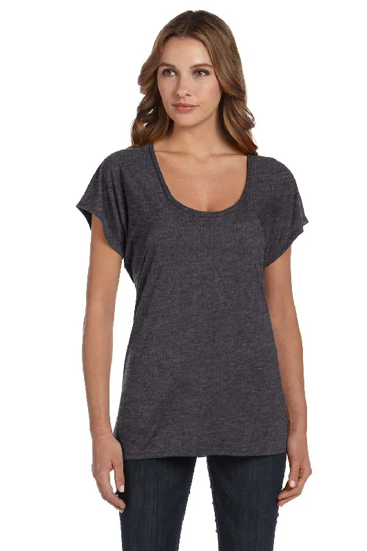 Bella + Canvas Womens Flowy Short Sleeve Scoop Neck T-Shirt - Heather Dark Grey